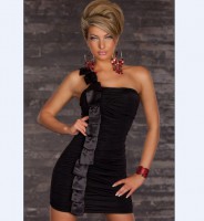 Robe slim décolletée à une bretelle unie Noir Taille unique